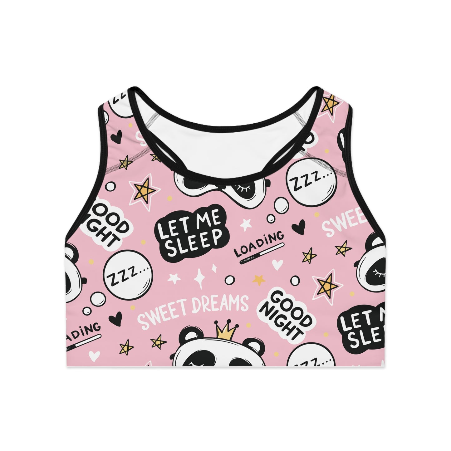 Cute Panda Sweet Dreams Sports Bra - Let Me Sleep Design