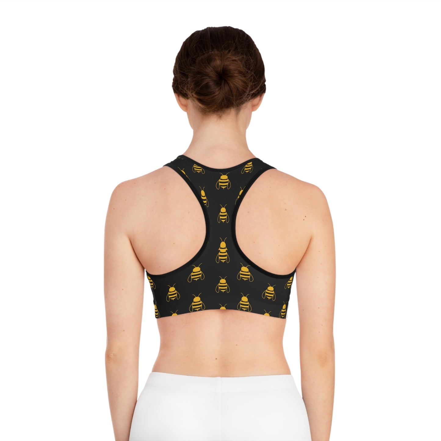 Bee-Themed Sports Bra for Active Women, Workout Top, Fitness Gear, Gift for Her, Yoga Essentials, Cute Athletic Wear