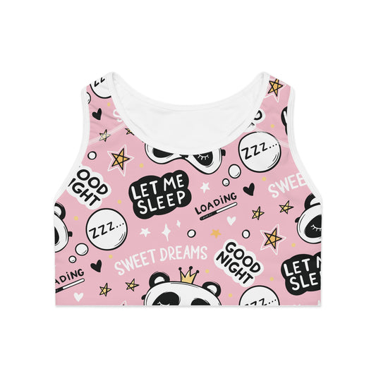 Cute Panda Sweet Dreams Sports Bra - Let Me Sleep Design