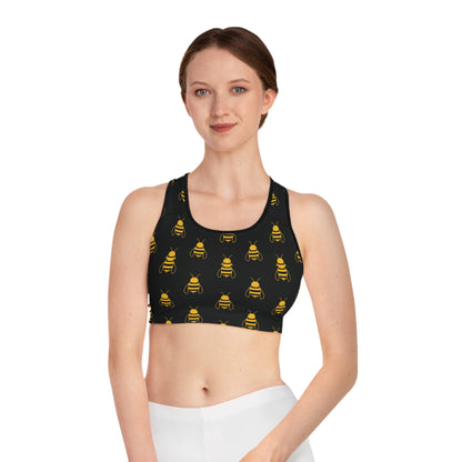 Bee-Themed Sports Bra for Active Women, Workout Top, Fitness Gear, Gift for Her, Yoga Essentials, Cute Athletic Wear