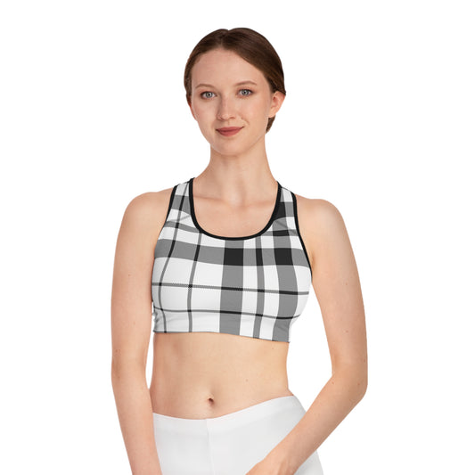 Chic Plaid Sports Bra for Active Women, Workout Gear, Gym Essentials, Stylish Fitness Apparel, Athleisure Wear