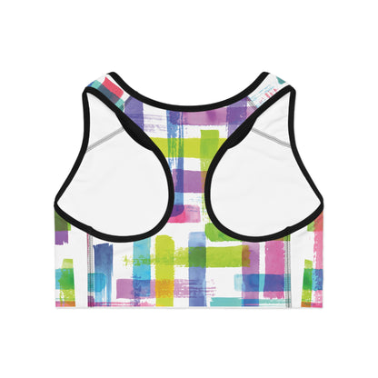 Vibrant Abstract Sports Bra - Colorful Activewear for Fitness Enthusiasts