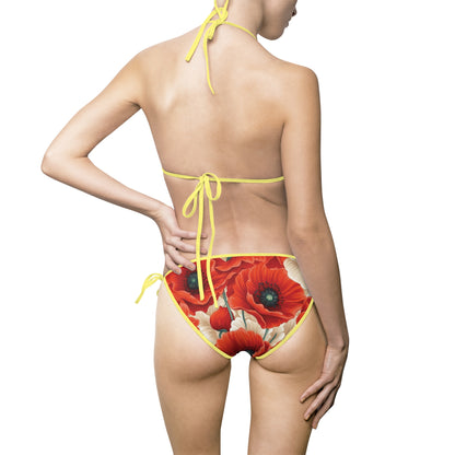 Vibrant Floral Bikini Swimsuit for Women - Retro Tropical Swimwear