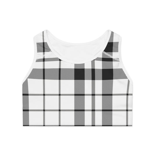 Chic Plaid Sports Bra for Active Women, Workout Gear, Gym Essentials, Stylish Fitness Apparel, Athleisure Wear