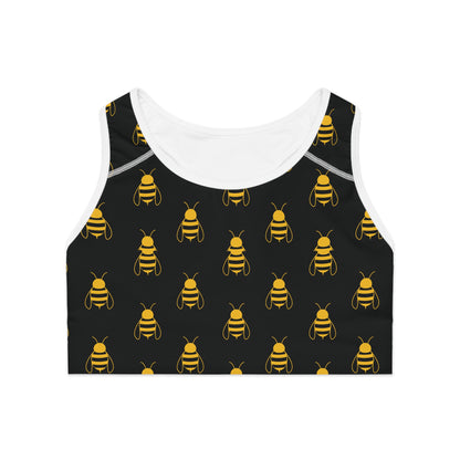Bee-Themed Sports Bra for Active Women, Workout Top, Fitness Gear, Gift for Her, Yoga Essentials, Cute Athletic Wear