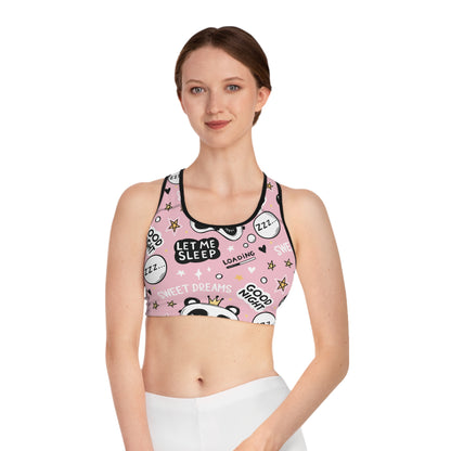 Cute Panda Sweet Dreams Sports Bra - Let Me Sleep Design