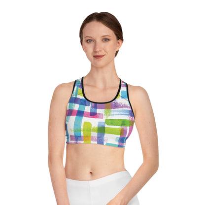 Vibrant Abstract Sports Bra - Colorful Activewear for Fitness Enthusiasts