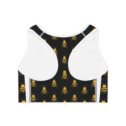 Bee-Themed Sports Bra for Active Women, Workout Top, Fitness Gear, Gift for Her, Yoga Essentials, Cute Athletic Wear