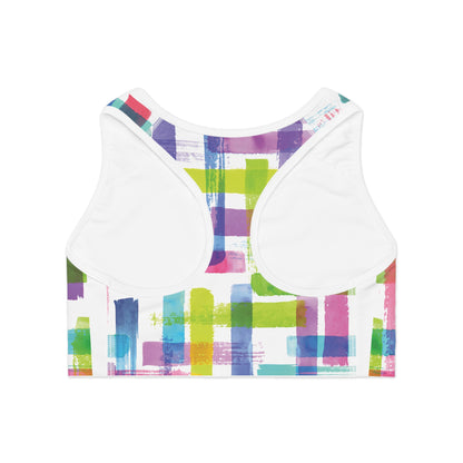 Vibrant Abstract Sports Bra - Colorful Activewear for Fitness Enthusiasts
