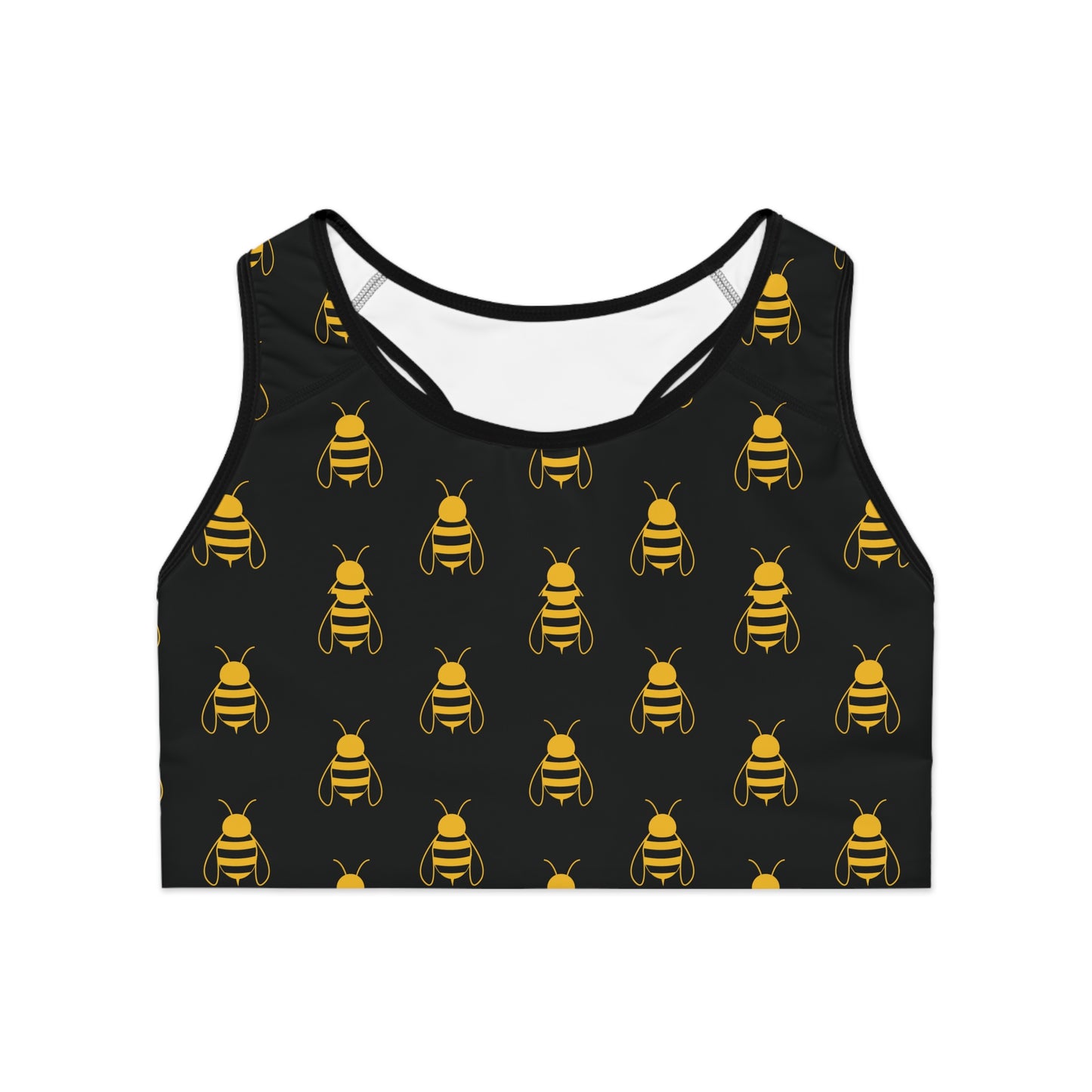 Bee-Themed Sports Bra for Active Women, Workout Top, Fitness Gear, Gift for Her, Yoga Essentials, Cute Athletic Wear