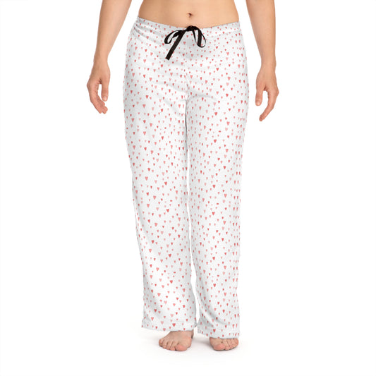 Cozy Women's Pajama Pants with Heart Print - Perfect for Relaxing at Home
